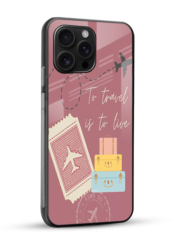 To Travel Is Love artwork glossy vibrant premium glass back cover - Angle Side
