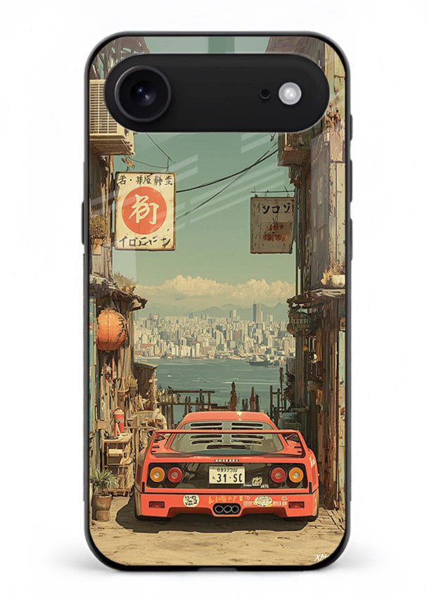 tokyo street car aesthetic art iphone 17 air glass cover japanese city scene case