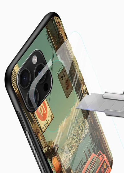 tokyo street car aesthetic art glossy vibrant premium glass cover japanese city scene case - Angle Blade
