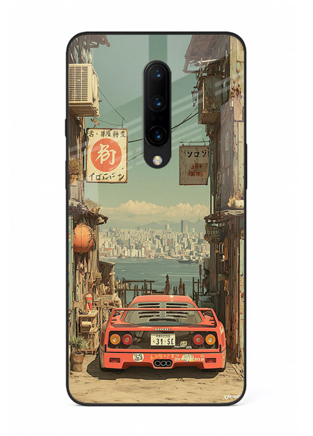 tokyo street car aesthetic art OnePlus 7 Pro glass cover japanese city scene case