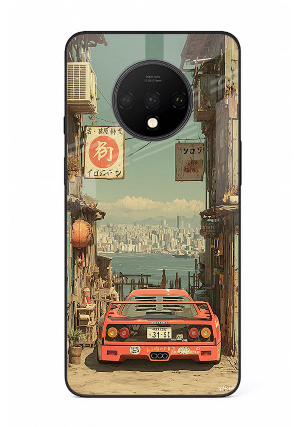 tokyo street car aesthetic art OnePlus 7T glass cover japanese city scene case