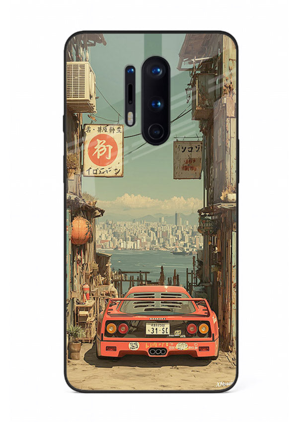 tokyo street car aesthetic art OnePlus 8 Pro glass cover japanese city scene case