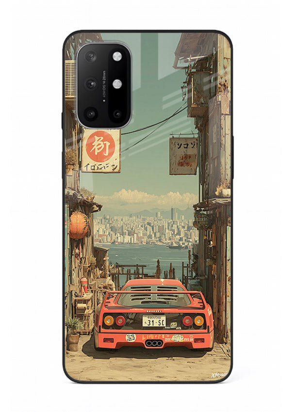 tokyo street car aesthetic art OnePlus 8T glass cover japanese city scene case