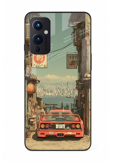 tokyo street car aesthetic art OnePlus 9 Pro glass cover japanese city scene case