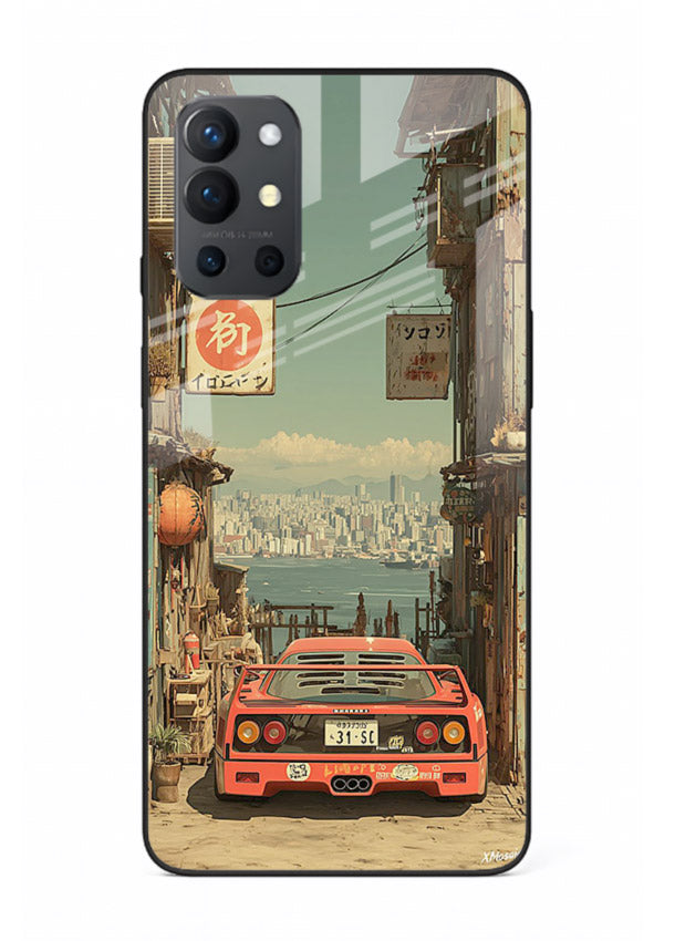 tokyo street car aesthetic art OnePlus 9R glass cover japanese city scene case