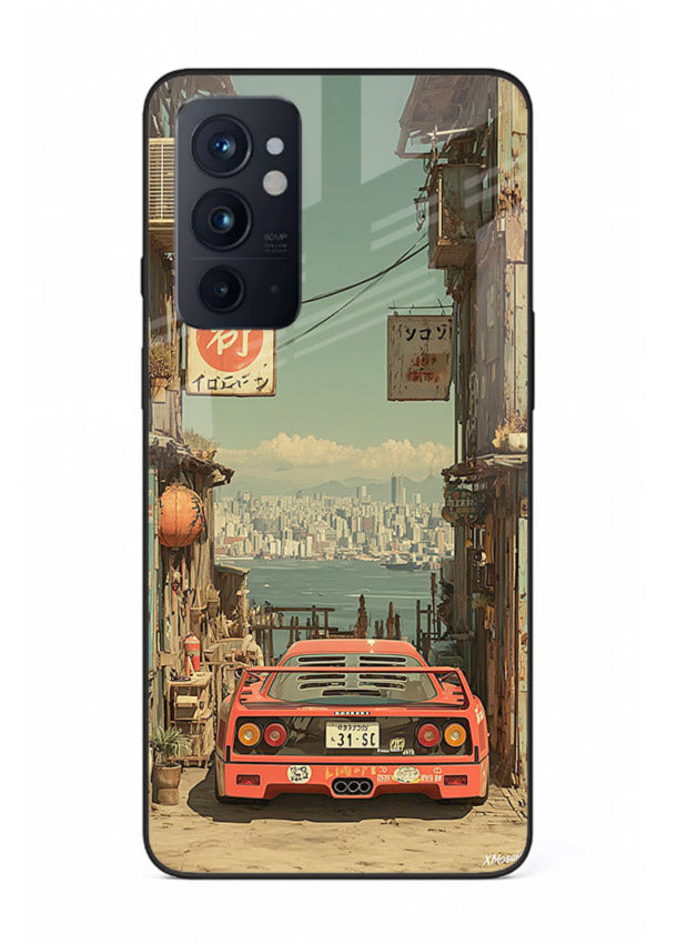 tokyo street car aesthetic art OnePlus 9RT glass cover japanese city scene case