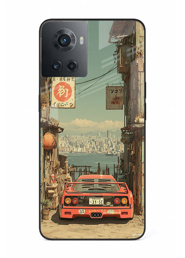 tokyo street car aesthetic art OnePlus 10R glass cover japanese city scene case