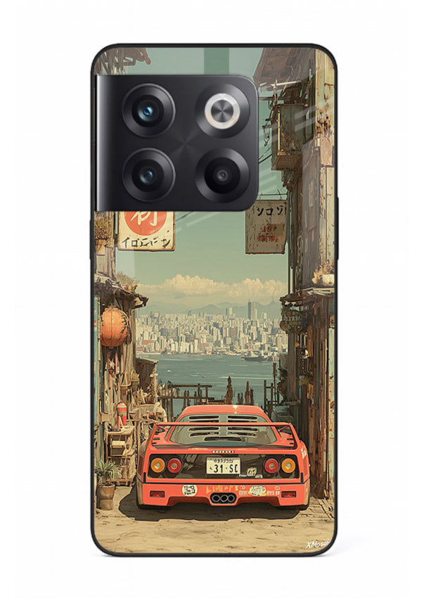 tokyo street car aesthetic art OnePlus 10T glass cover japanese city scene case