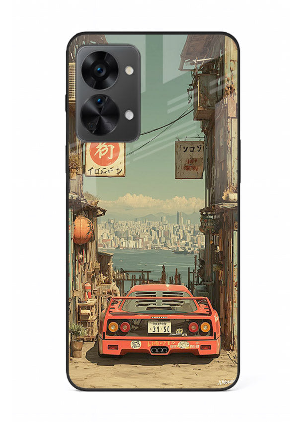 tokyo street car aesthetic art OnePlus Nord 2T glass cover japanese city scene case