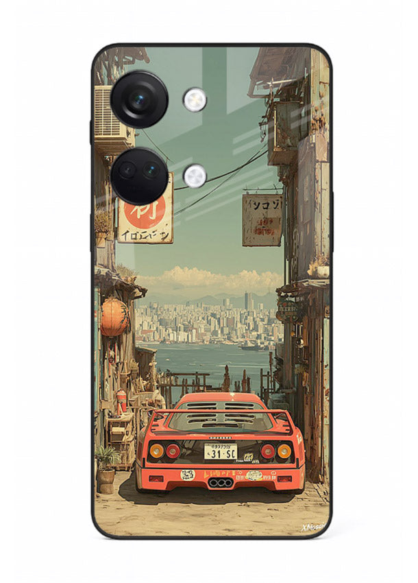 tokyo street car aesthetic art OnePlus Nord 3 glass cover japanese city scene case