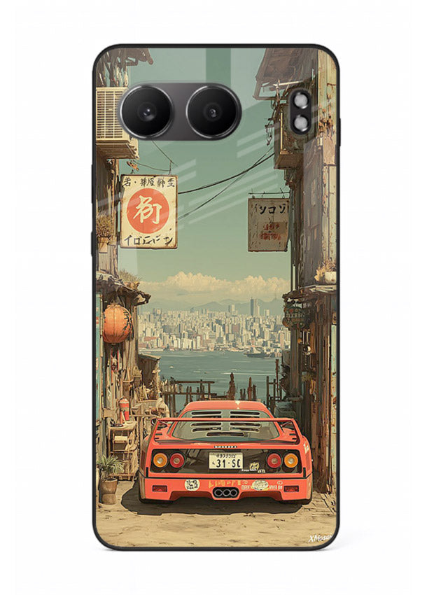 tokyo street car aesthetic art OnePlus Nord 4 glass cover japanese city scene case