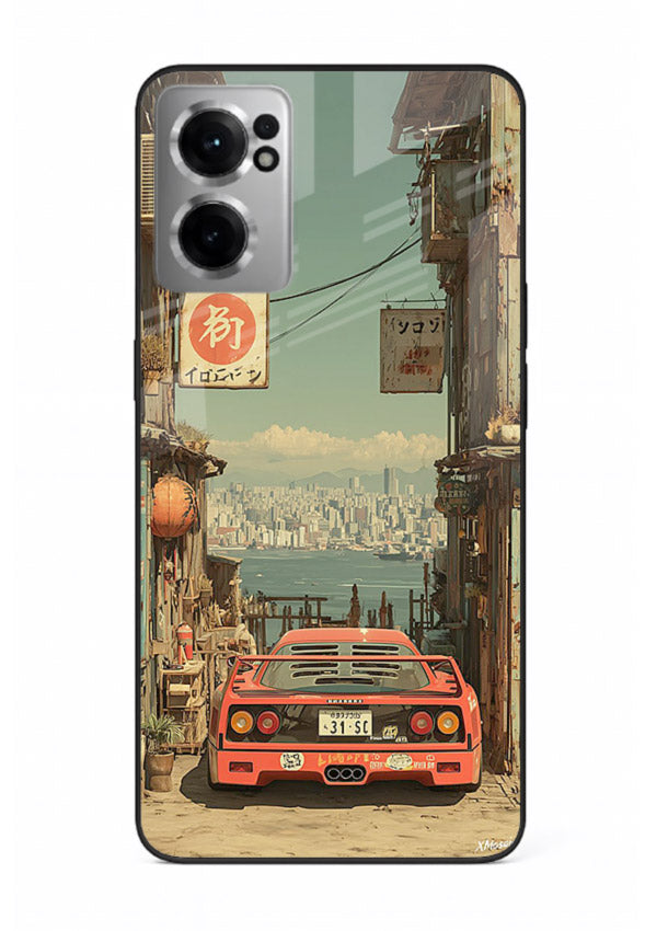tokyo street car aesthetic art OnePlus Nord CE2 5G glass cover japanese city scene case