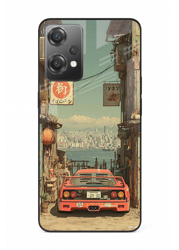 tokyo street car aesthetic art OnePlus Nord CE2 Lite 5G glass cover japanese city scene case