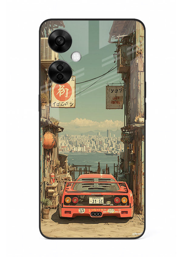 tokyo street car aesthetic art OnePlus Nord CE3 Lite glass cover japanese city scene case