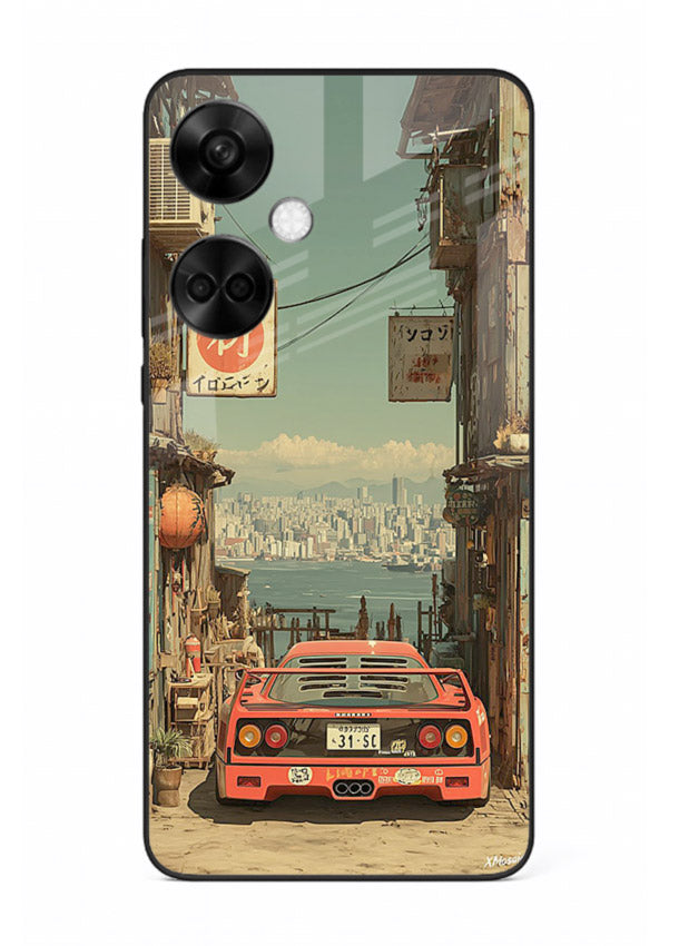 tokyo street car aesthetic art OnePlus Nord CE3 glass cover japanese city scene case