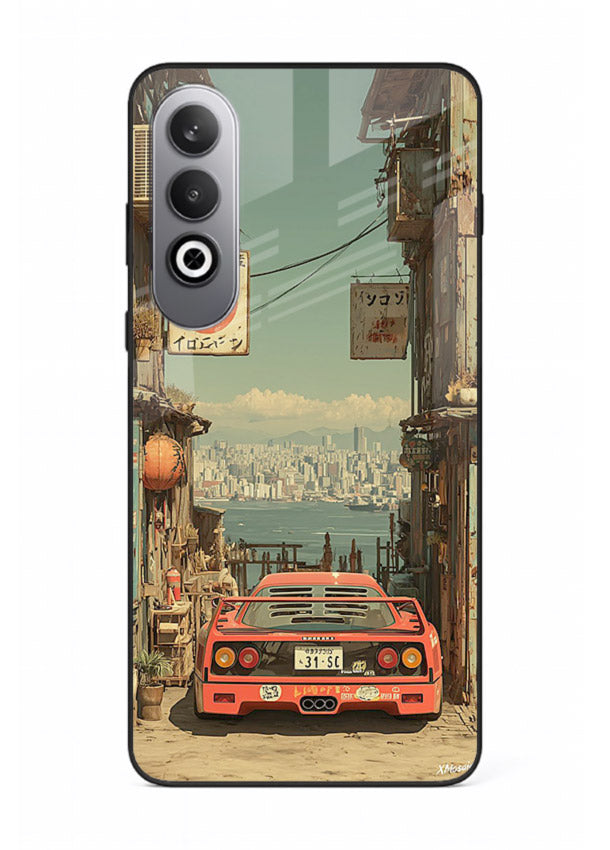 tokyo street car aesthetic art OnePlus Nord CE4 glass cover japanese city scene case
