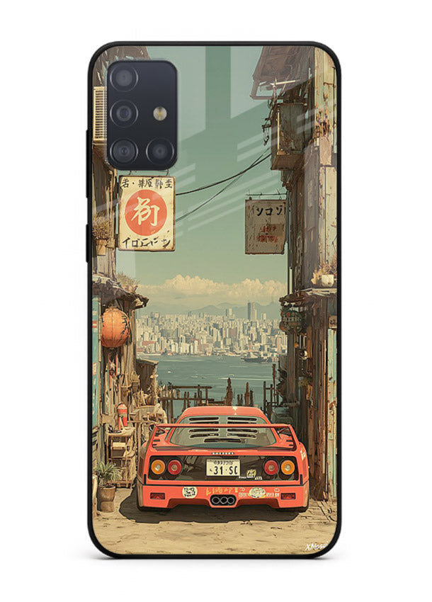 tokyo street car aesthetic art Samsung A71 glass cover japanese city scene case