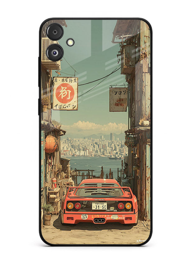 tokyo street car aesthetic art Samsung F04 5G glass cover japanese city scene case