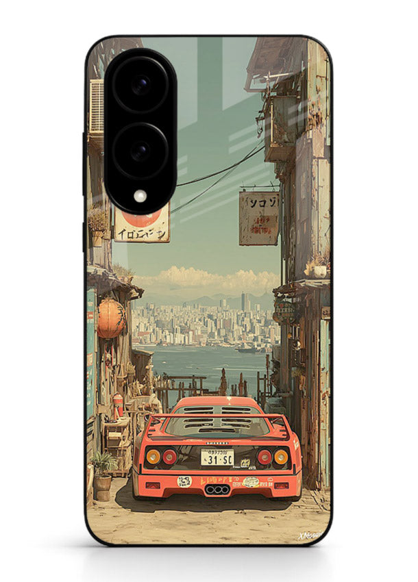 tokyo street car aesthetic art Samsung S25 Edge glass cover japanese city scene case