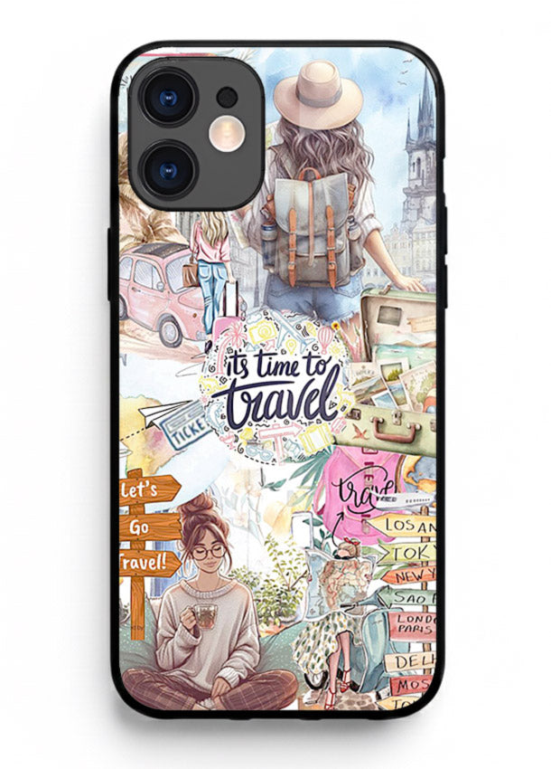 Travel Collage Journal scrapbook artwork iphone 11 glass back cover