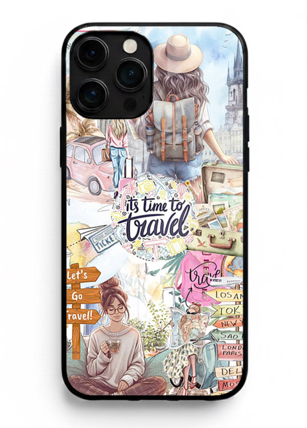 Travel Collage Journal scrapbook artwork iphone 11 pro max glass back cover