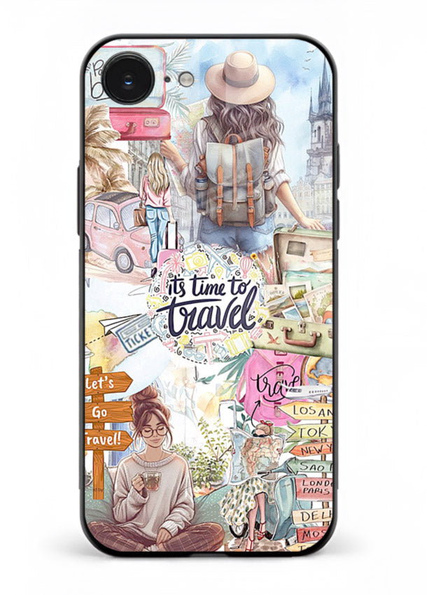 Travel Collage Journal scrapbook artwork iphone 16e glass back cover