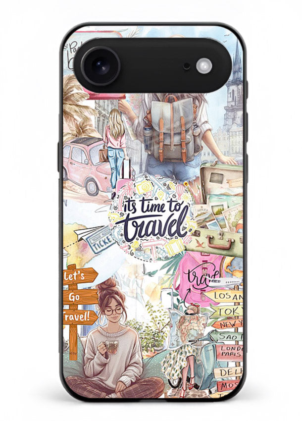 Travel Collage Journal scrapbook artwork iphone 18 air glass back cover