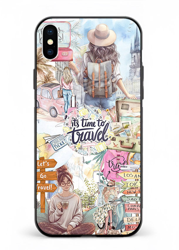 Travel Collage Journal scrapbook artwork iphone xs max glass back cover