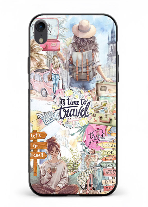 Travel Collage Journal scrapbook artwork iphone xr glass back cover