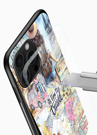 Travel Collage Journal scrapbook artwork glossy vibrant premium glass back cover - Angle Blade