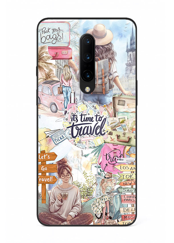 Travel Collage Journal scrapbook artwork OnePlus 8 glass back cover