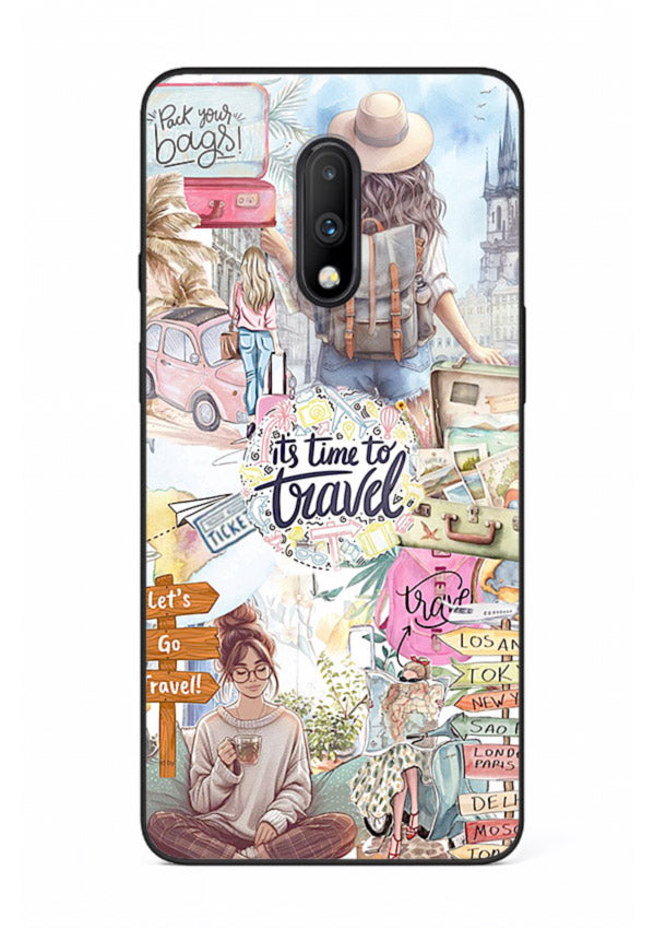 Travel Collage Journal scrapbook artwork OnePlus 7 glass back cover
