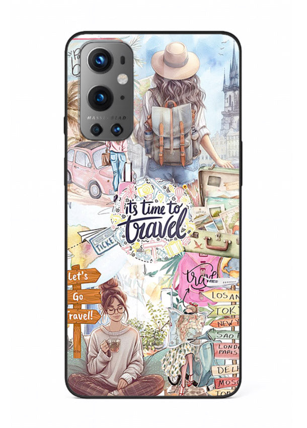 Travel Collage Journal scrapbook artwork OnePlus 9 glass back cover