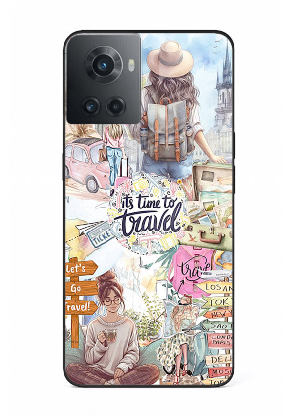 Travel Collage Journal scrapbook artwork OnePlus 10R glass back cover