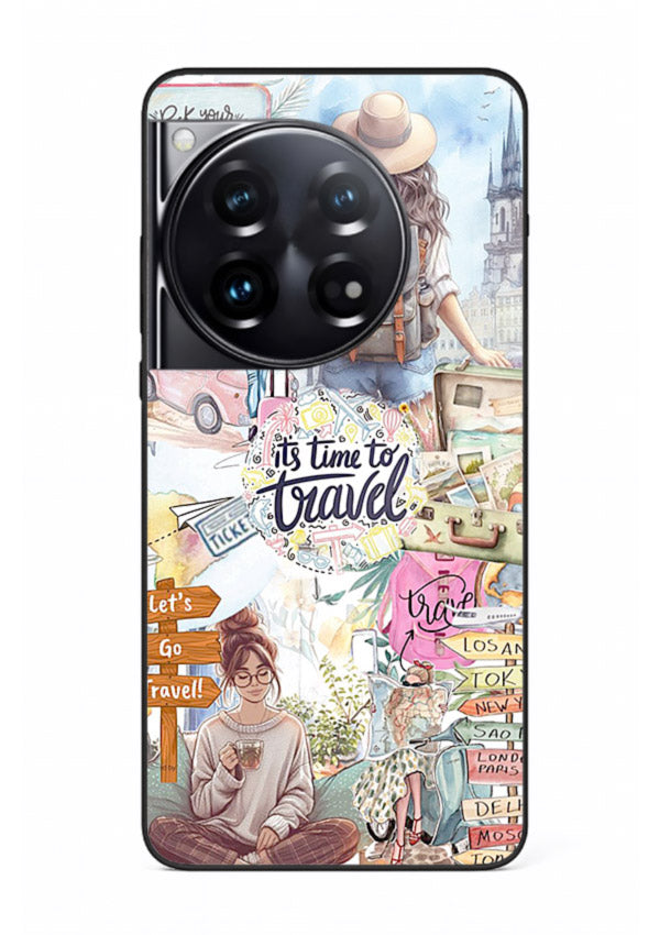Travel Collage Journal scrapbook artwork OnePlus 12 glass back cover