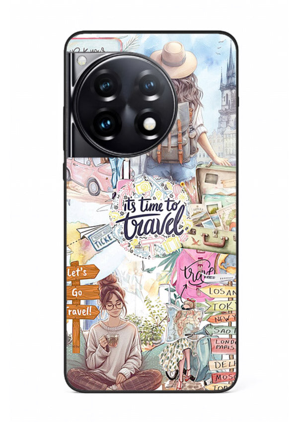 Travel Collage Journal scrapbook artwork OnePlus 12R glass back cover