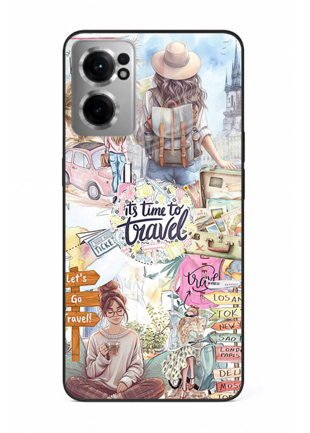 Travel Collage Journal scrapbook artwork OnePlus Nord CE2 5G glass back cover