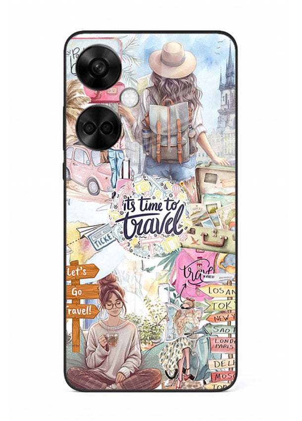 Travel Collage Journal scrapbook artwork OnePlus Nord CE3 glass back cover