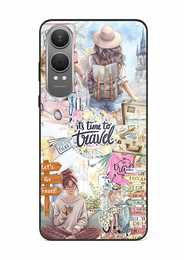 Travel Collage Journal scrapbook artwork OnePlus Nord CE4 Lite glass back cover