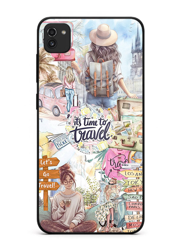 Travel Collage Journal scrapbook artwork Samsung A03 glass back cover