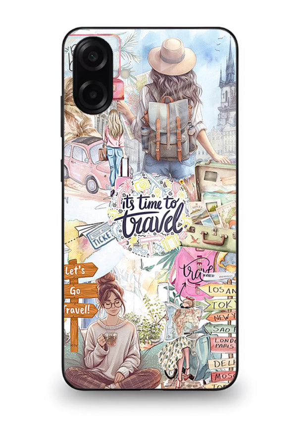 Travel Collage Journal scrapbook artwork Samsung M13 5G glass back cover