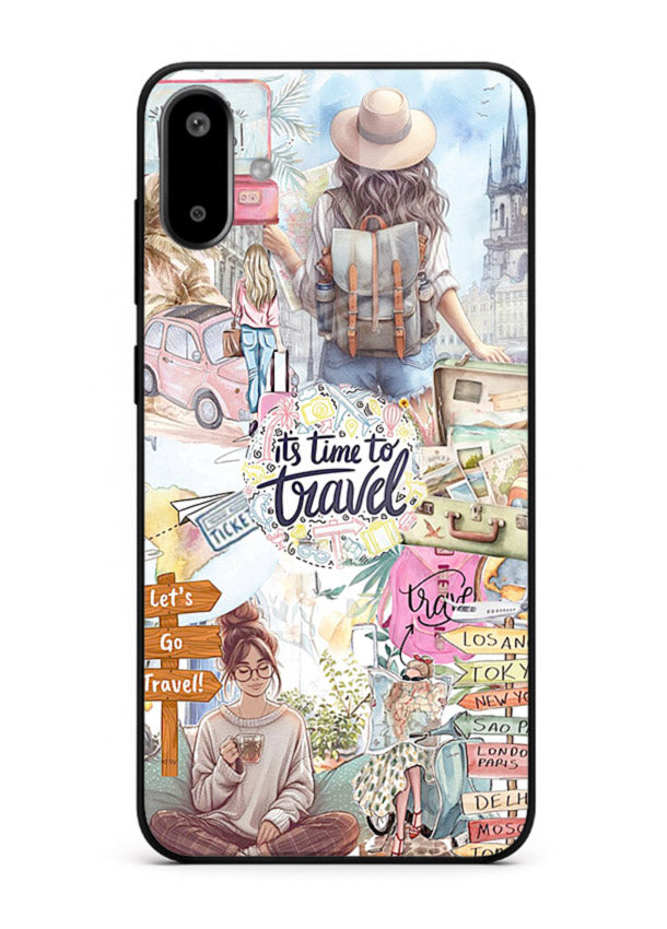 Travel Collage Journal scrapbook artwork Samsung F06 5G glass back cover