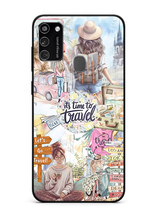 Travel Collage Journal scrapbook artwork Samsung M21 glass back cover