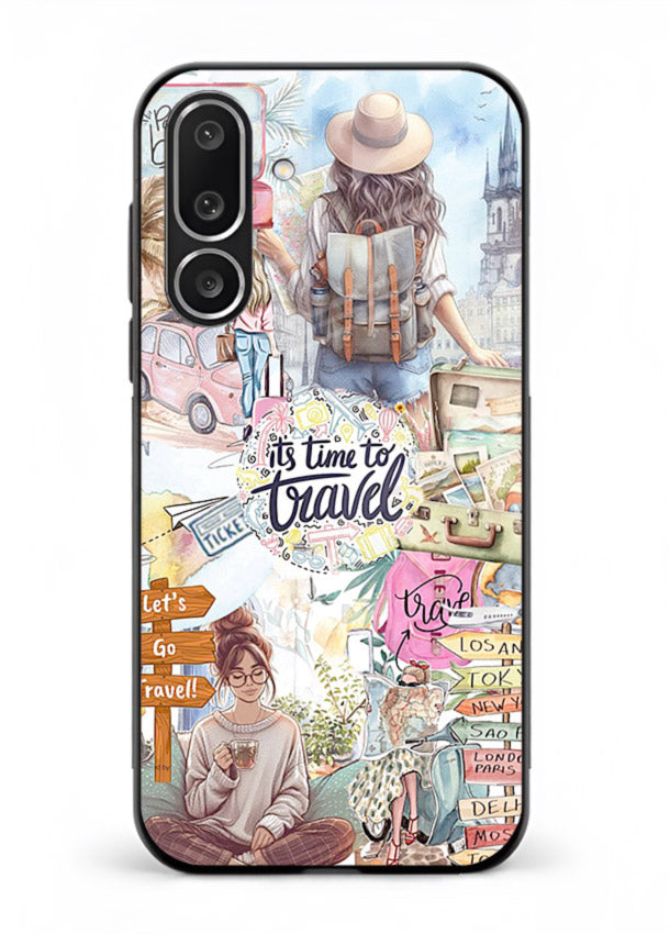 Travel Collage Journal scrapbook artwork Samsung M36 5G glass back cover