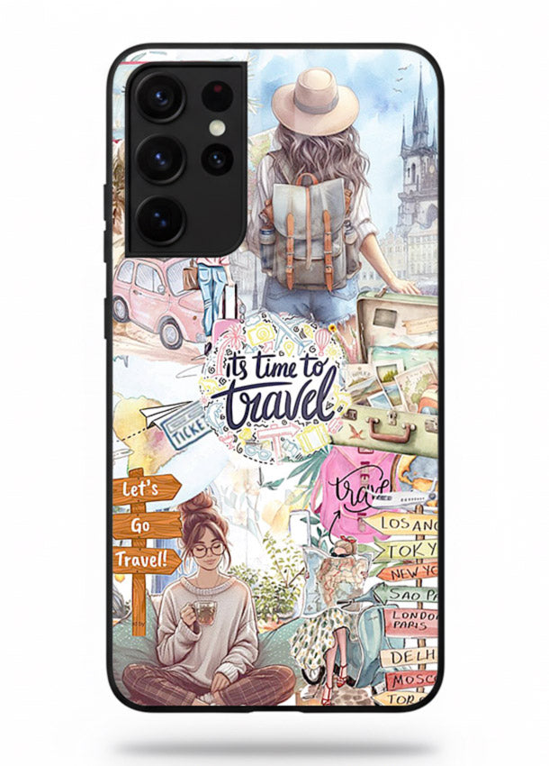 Travel Collage Journal scrapbook artwork Samsung S21 Ultra glass back cover