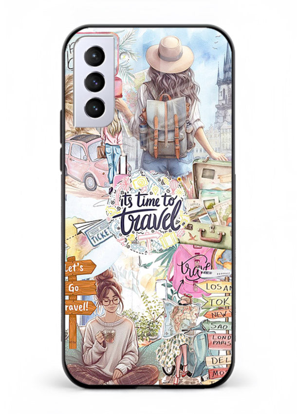Travel Collage Journal scrapbook artwork Samsung S21 Plus glass back cover