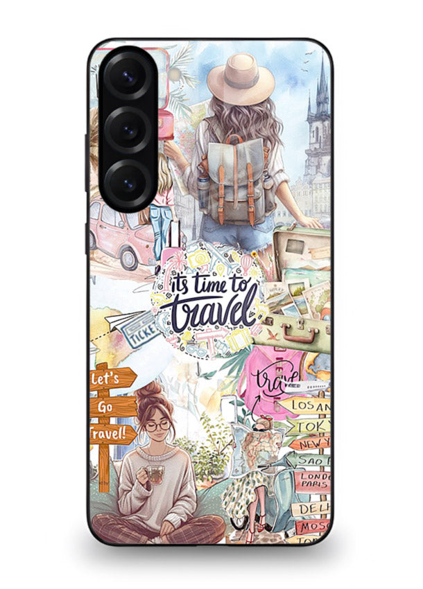 Travel Collage Journal scrapbook artwork Samsung S23 glass back cover