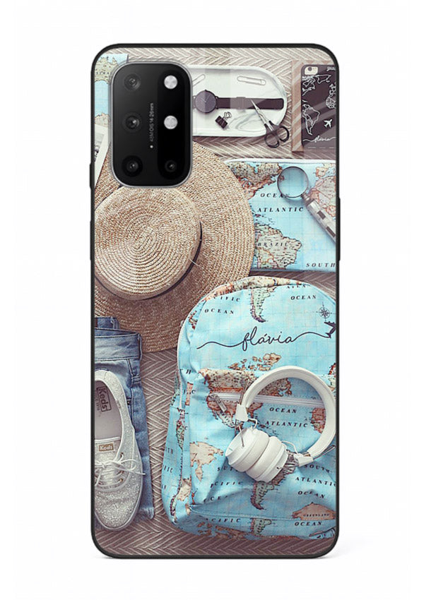 Travel Essentials Flatlay overhead artwork OnePlus 8T glass back cover