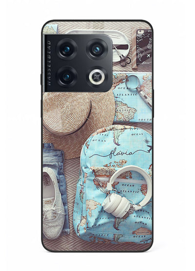 Travel Essentials Flatlay overhead artwork OnePlus 10 Pro glass back cover