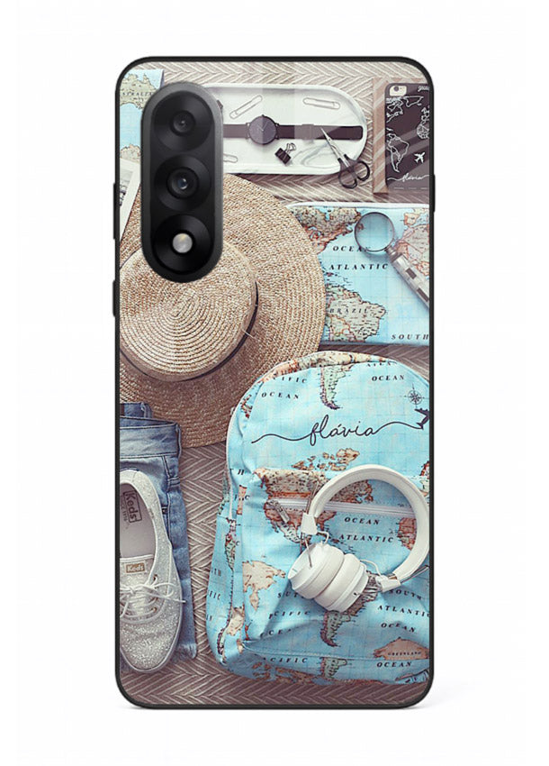 Travel Essentials Flatlay overhead artwork OnePlus Nord 5 glass back cover